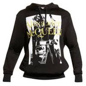 Alexander McQueen Black and White Hoodie with Yellow Accents
